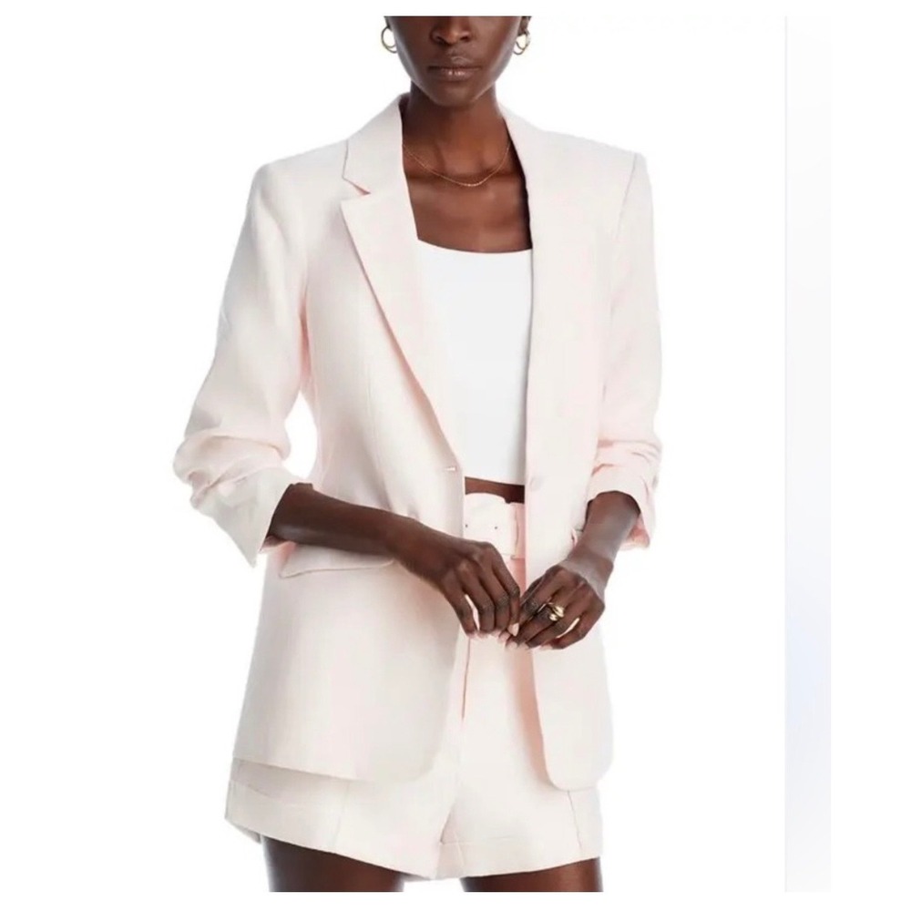 Cinq a Sept Kylie Linen Blazer Women 4 Icy Pink Office Preppy Quiet Luxury
